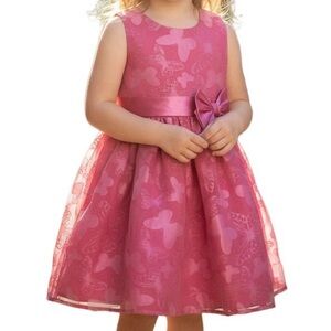Wonder Nation Pink Butterfly Girls Jacquard Party Dress Satin Bow Size 5